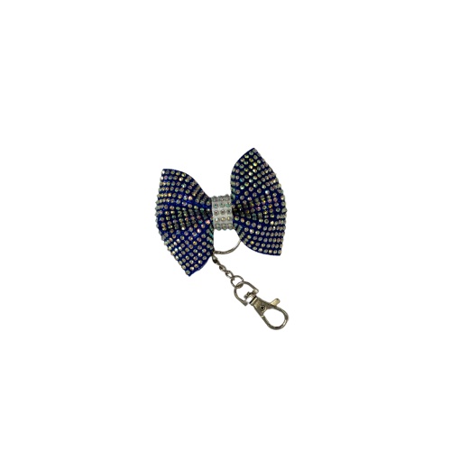 Keychain with blue sequin bow