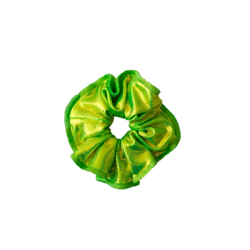 Powdered lime metallic scrunchie