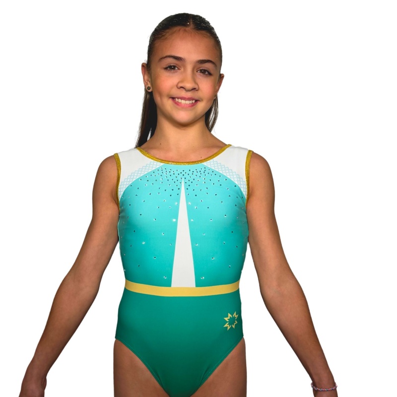 Kelly Blanc & Vert & Or Leotard