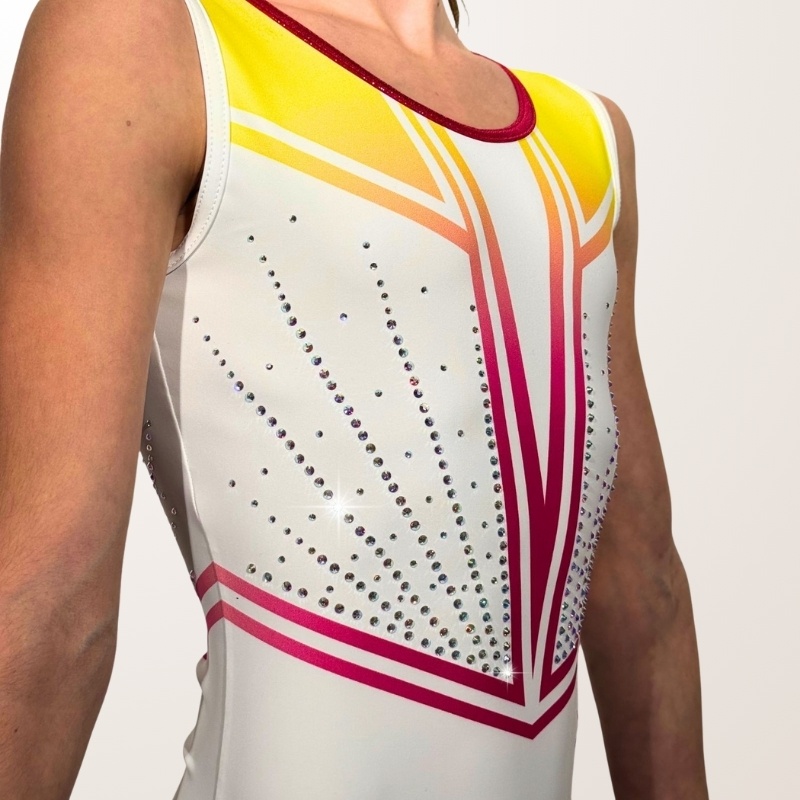 Sophie White Yellow Pink - Sparkling Gym Leotard