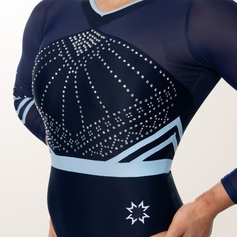 Connemara long-sleeved leotard in navy blue