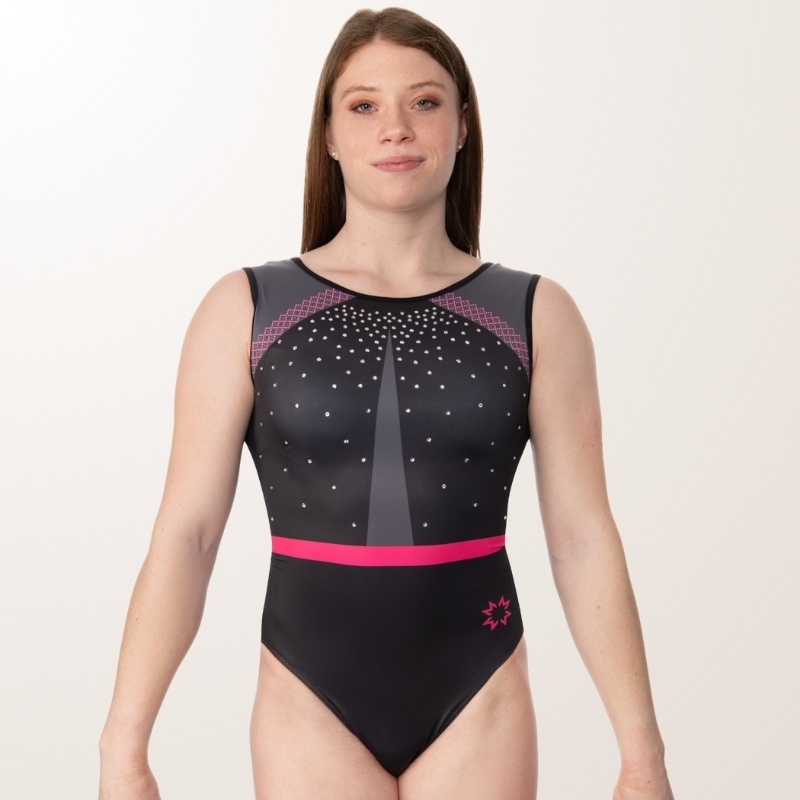 Grace black & pink sleeveless leotard