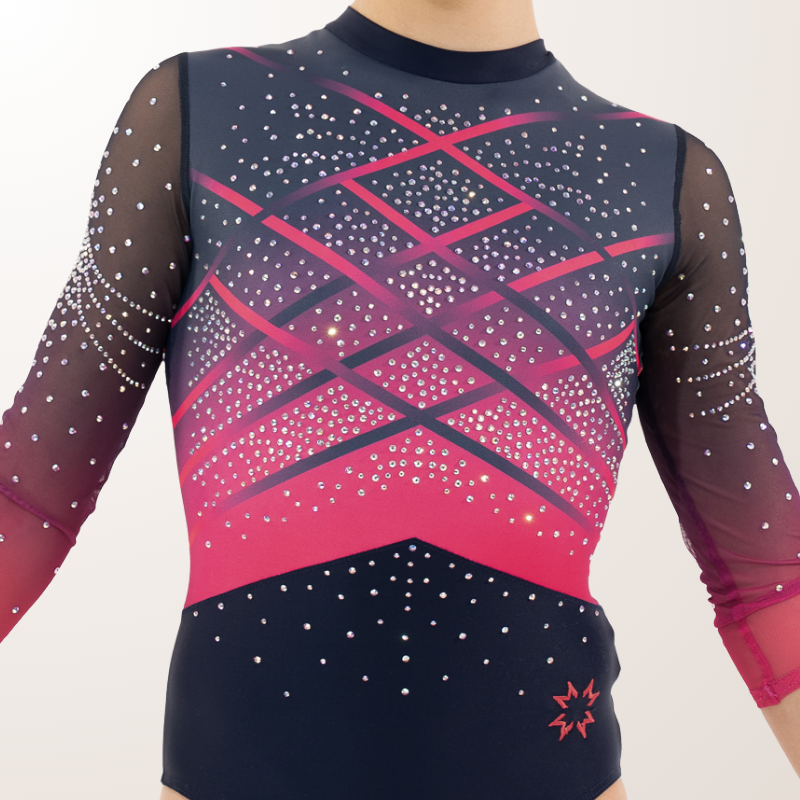 Justaucorps de compétition gym strass - Neon Pink