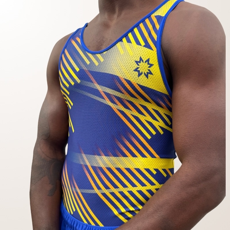 Trikot VORTEX albastru-galben pentru gimnaști băieți | Moreau