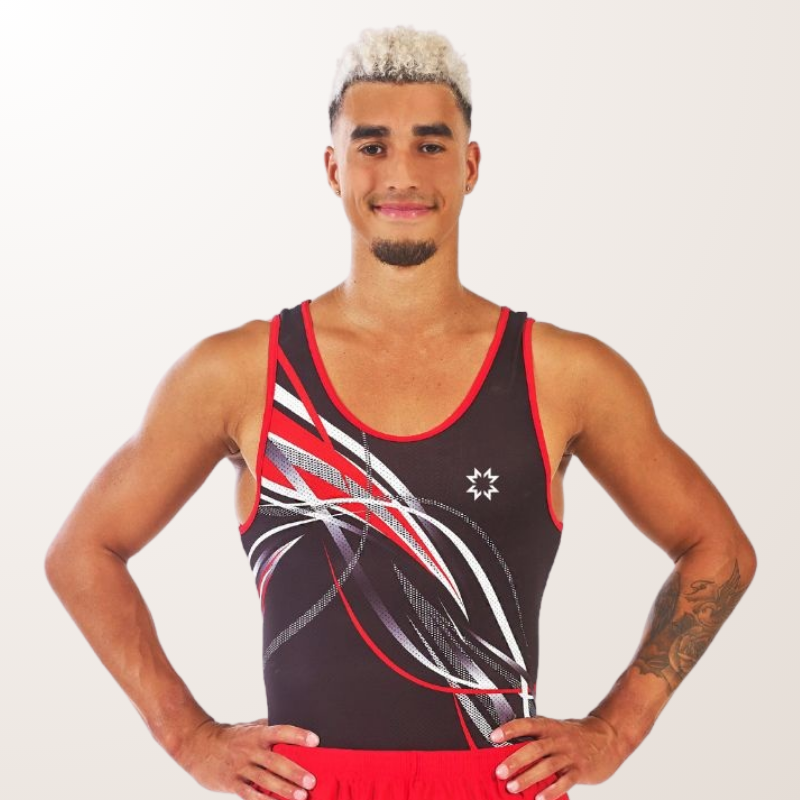 Tricou de gimnastică negru și roșu